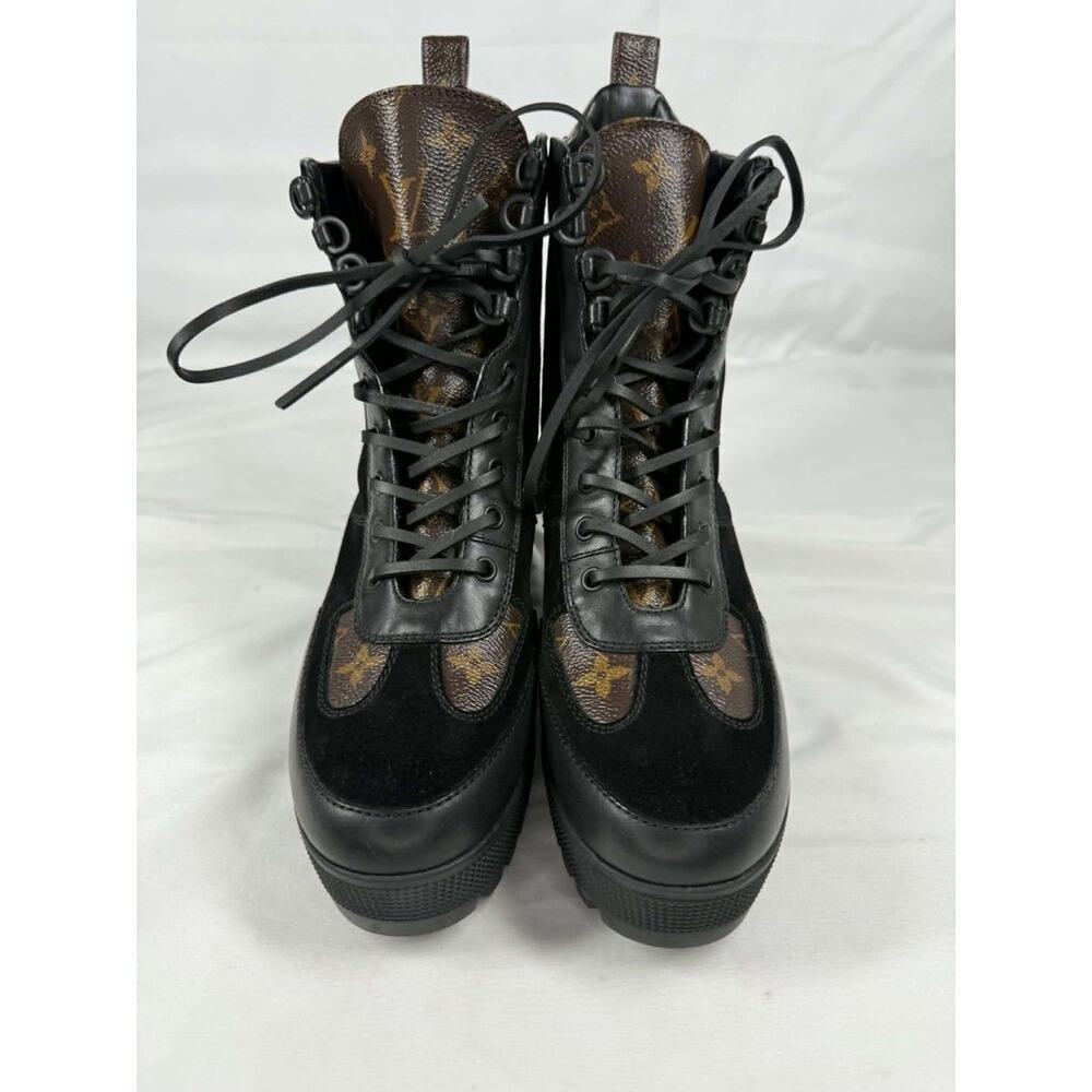 Women's Size 10 US Louis Vuitton Monogram Laureate Platform Desert Boots 366480 - Picture 3 of 8